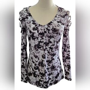Jennifer Lopez Brushed Petals Cold Shoulder Top EC
